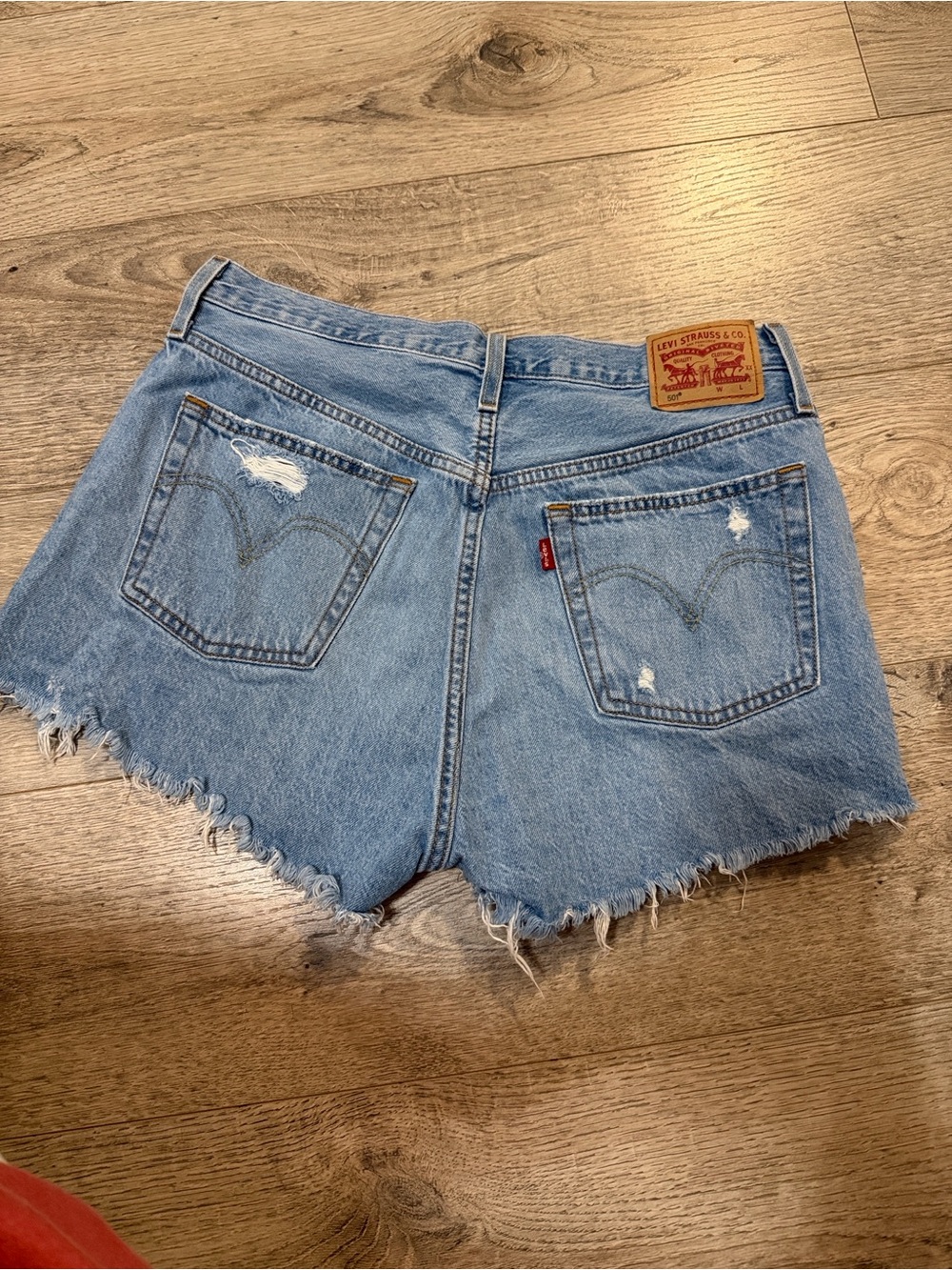 Levi's 501 Light Blue Distressed Denim Cutoff Shorts